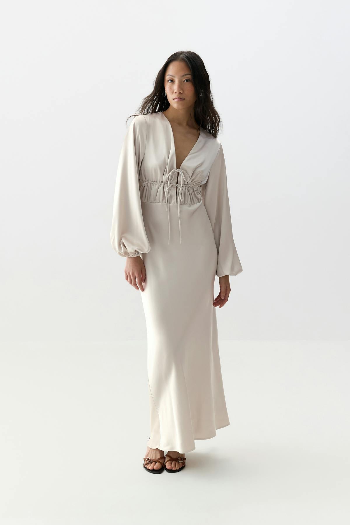 satin midaxi dress - Noir