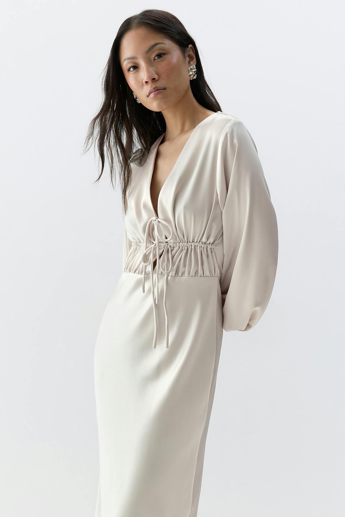 satin midaxi dress - Noir