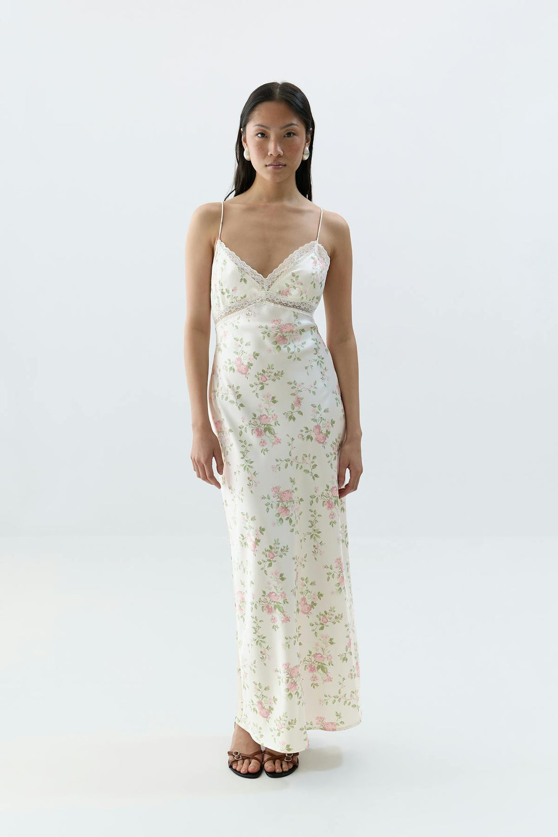 Lace detail maxi dress - Bouquet flower