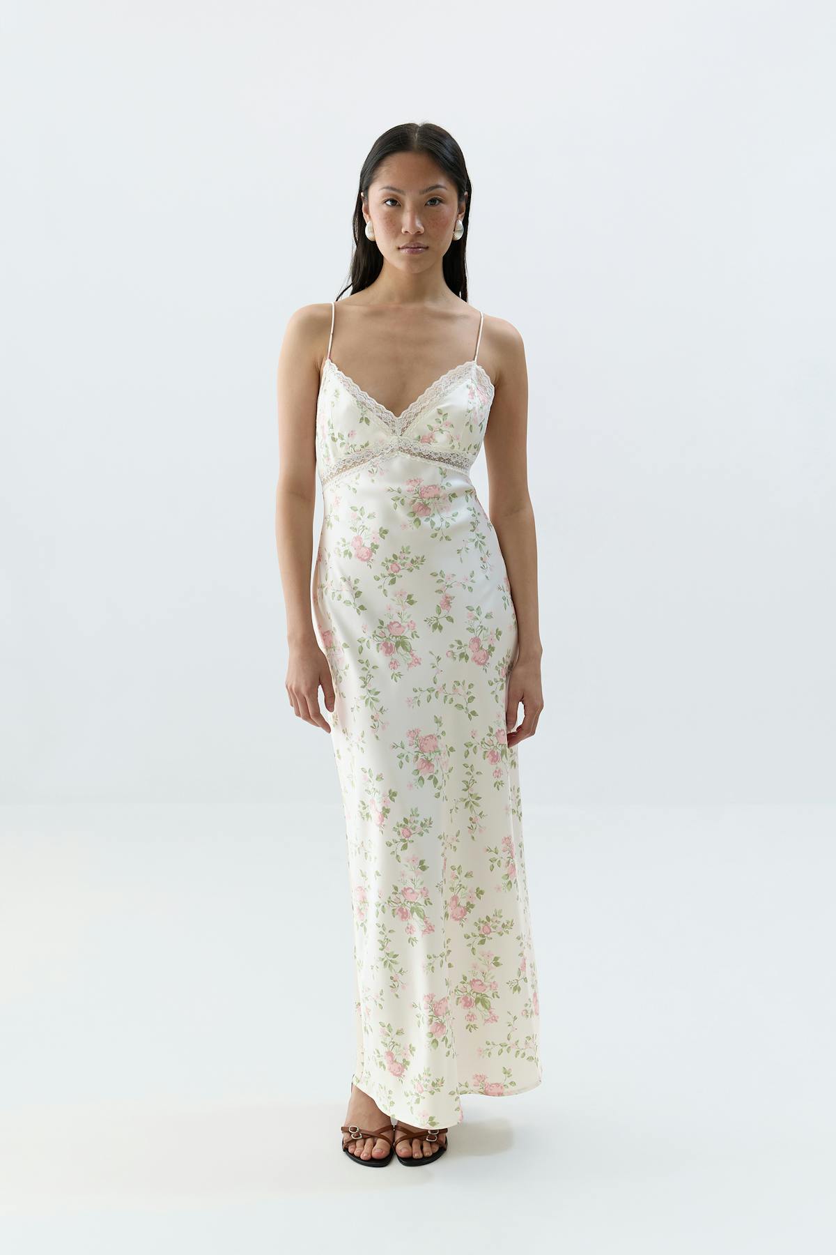 Lace detail maxi dress - Bouquet flower