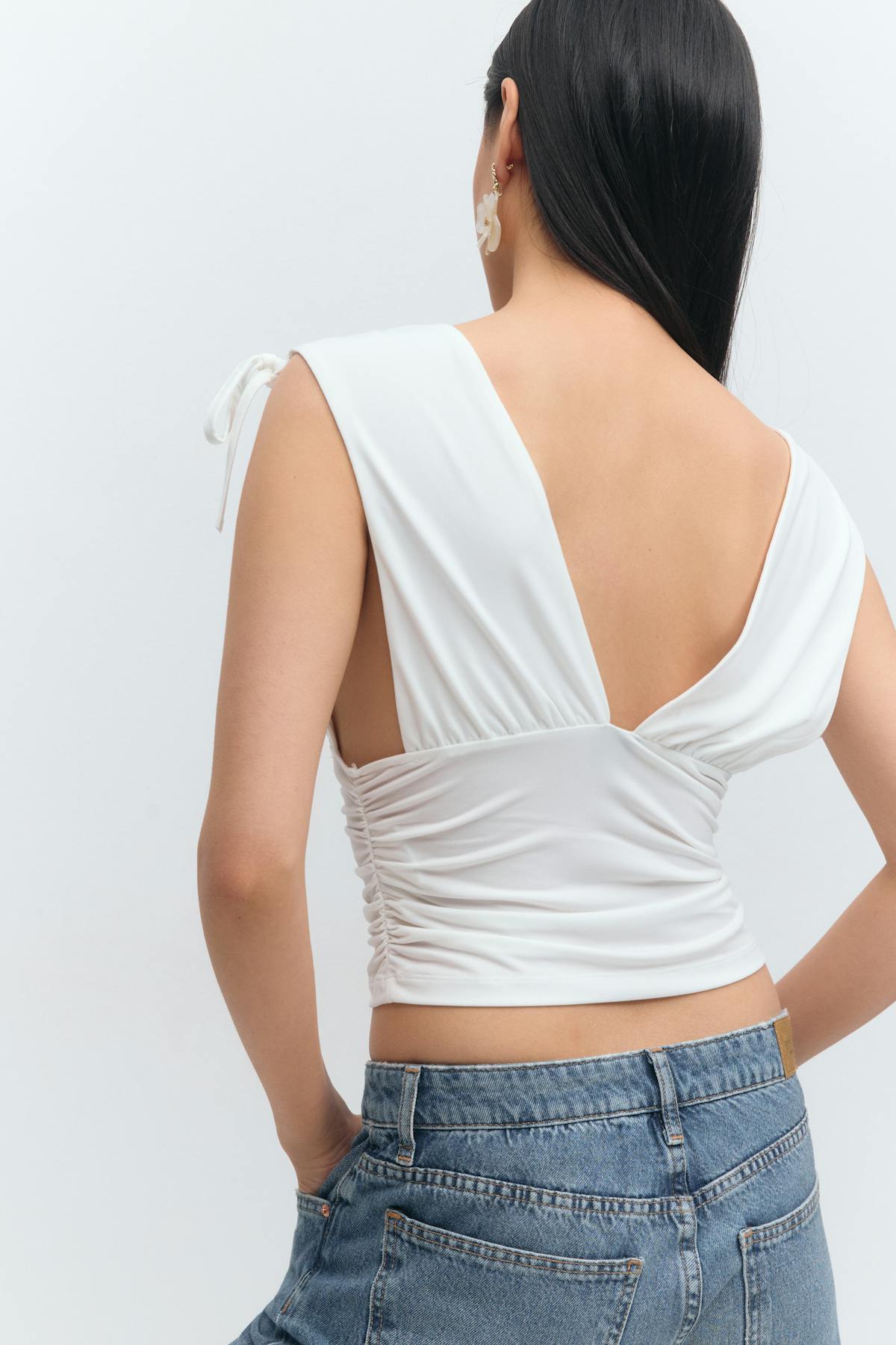 Drawstring top - Blanc cassé