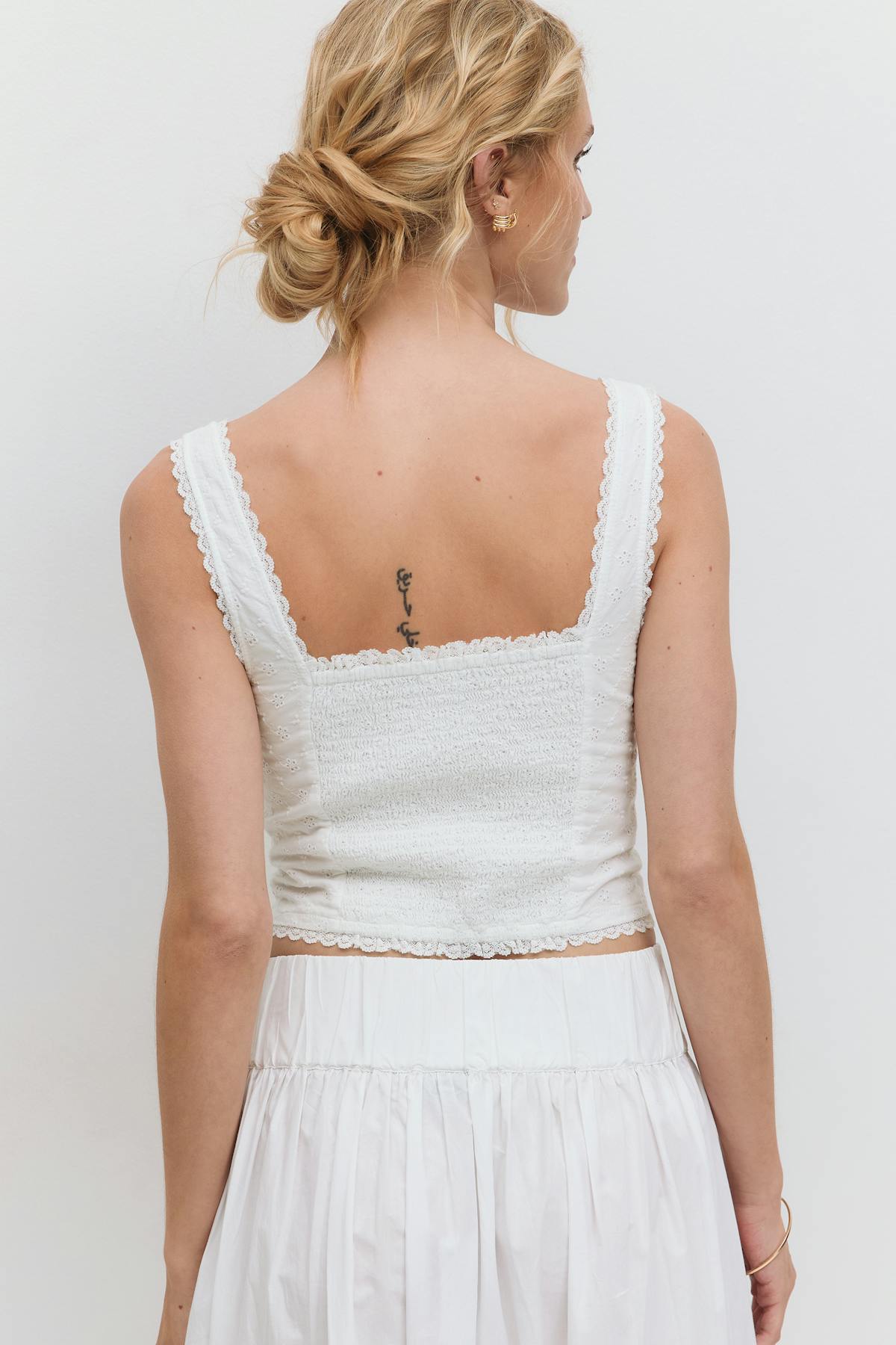 Broderie anglais top - Blanc cassé