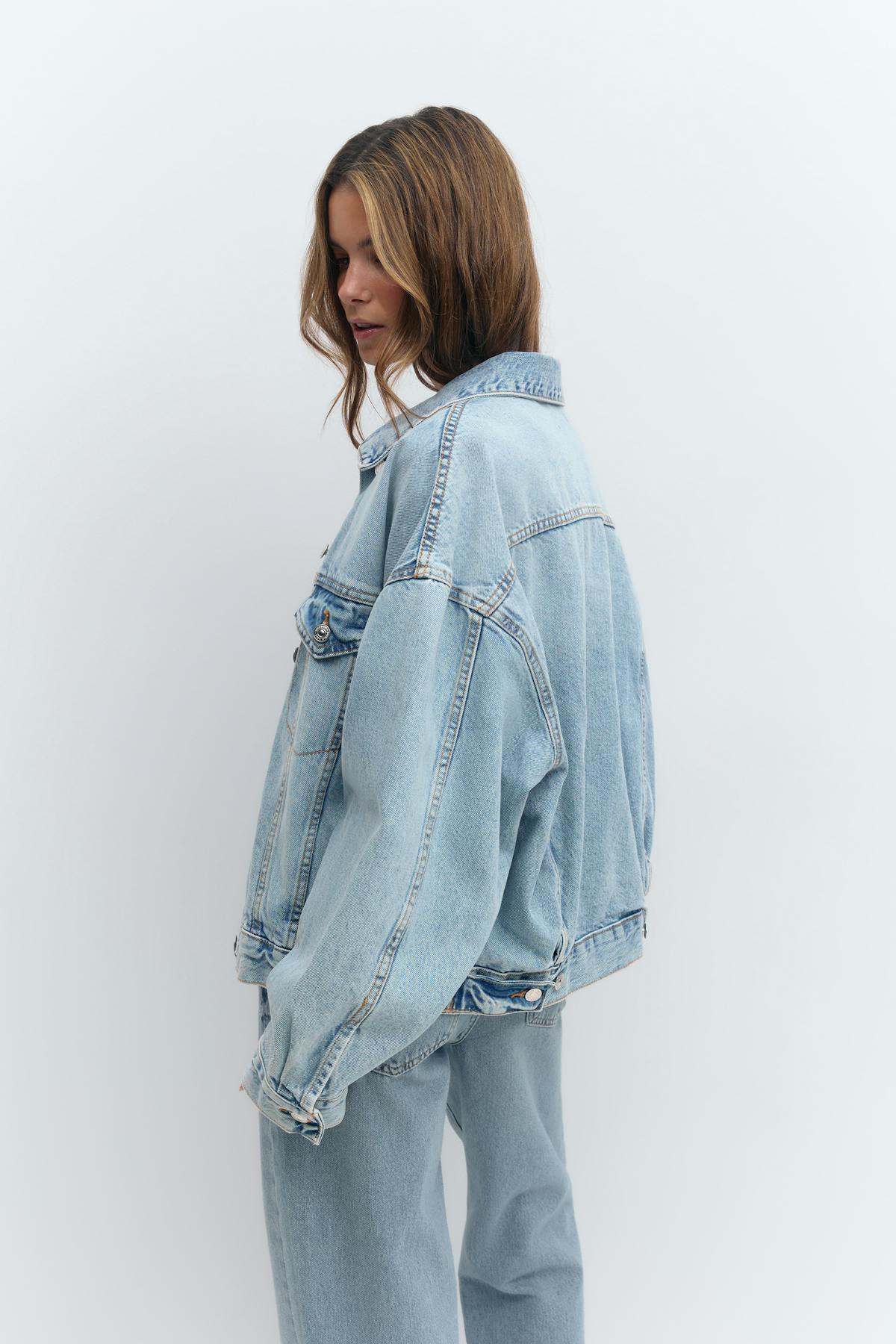 loose denim jacket - Crème