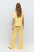 Gingham seersucker trousers - White/yellow