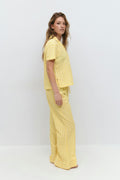 Gingham seersucker trousers - White/yellow