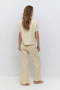 Gingham seersucker trousers - Beige white
