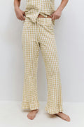 Gingham seersucker trousers - Beige white