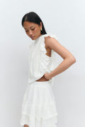 Mini boho frill top - Blanc
