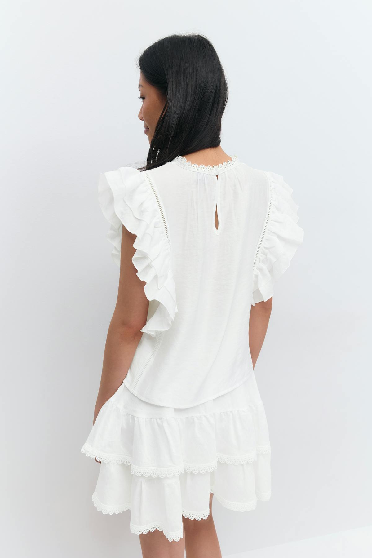 Mini boho frill top - Blanc