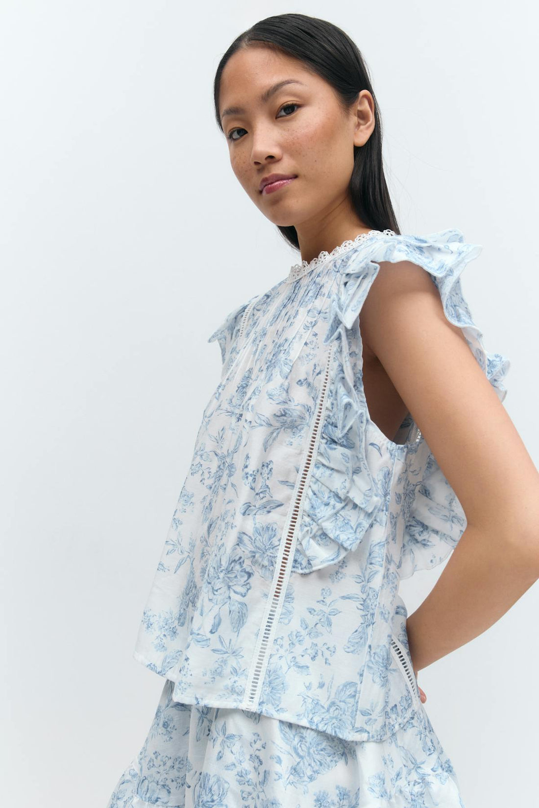 Mini boho frill top - Flower aop
