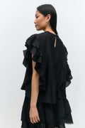 Mini boho frill top - Noir