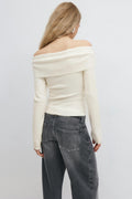Knitted off shoulder top - Blanc cassé