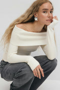 Knitted off shoulder top - Noir