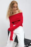 Knitted off shoulder top - Blanc cassé