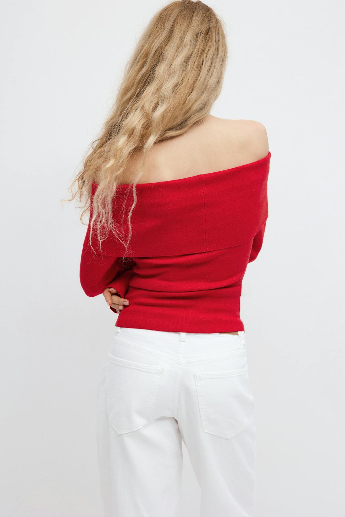 Knitted off shoulder top - Blanc cassé