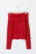 Knitted off shoulder top - High risk red