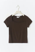 Y scandi short sleeve top - Marron foncé