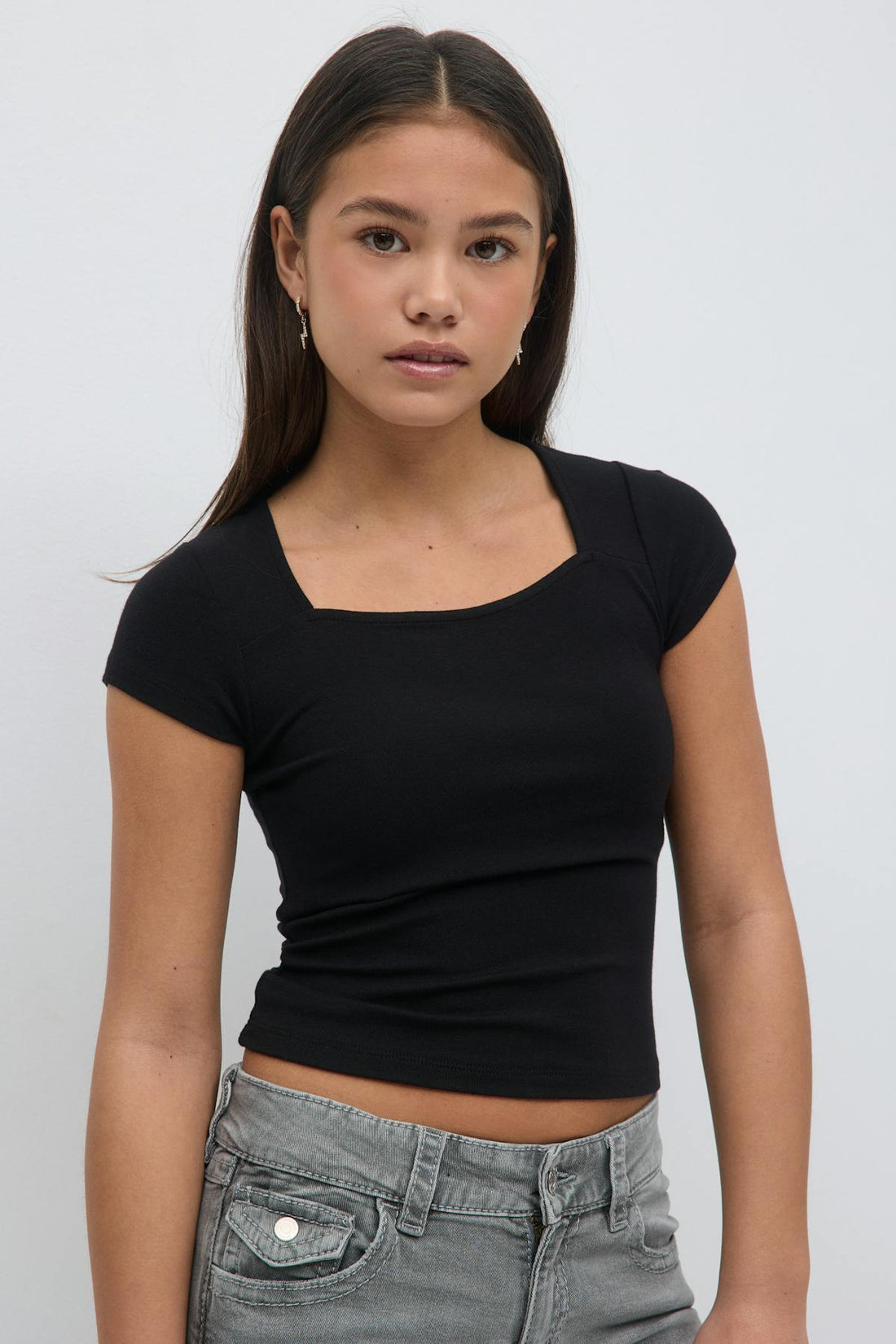Y scandi short sleeve top - Noir