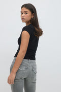 Y scandi short sleeve top - Noir