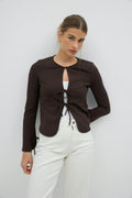 Front tie top - Noir