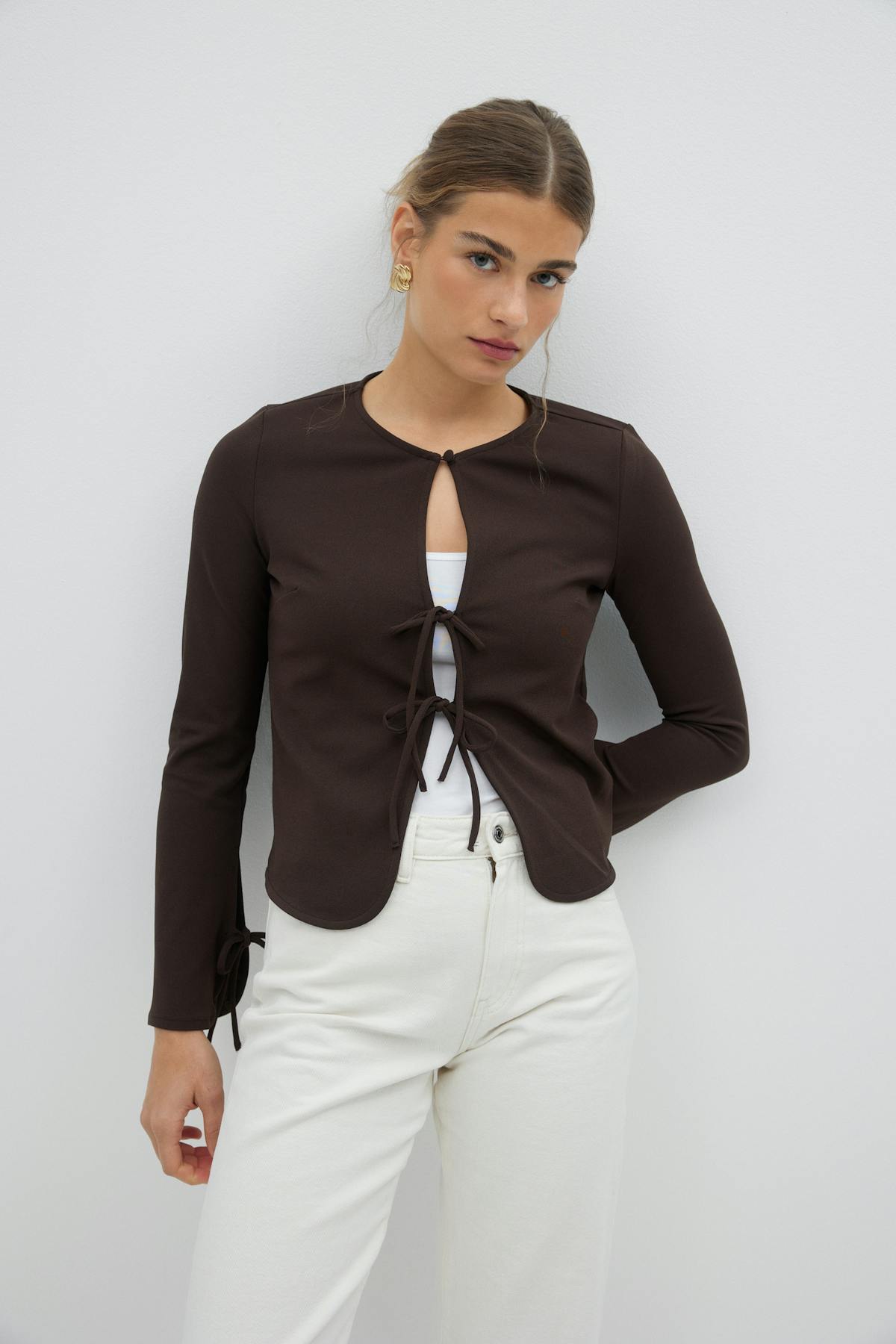 Front tie top - Noir