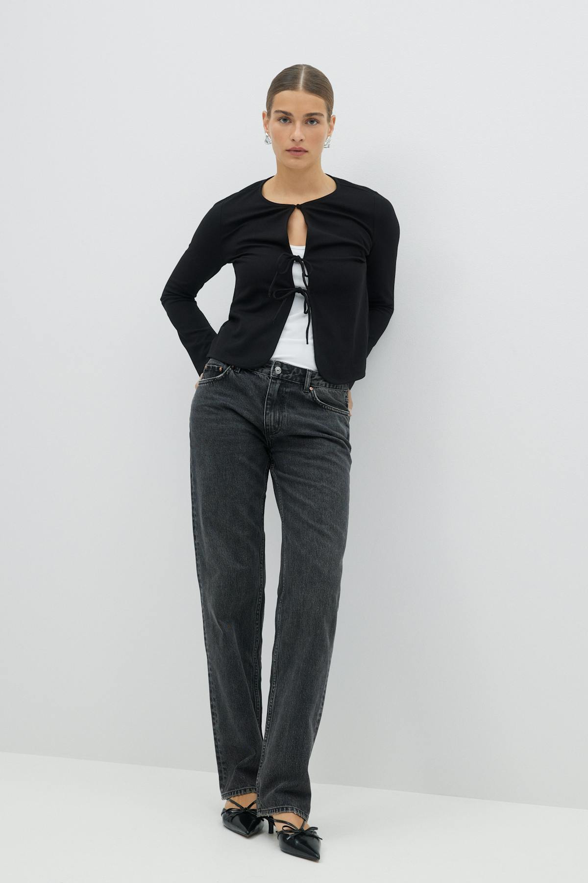 Front tie top - Noir