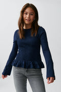 Y smock long sleeve top - Noir