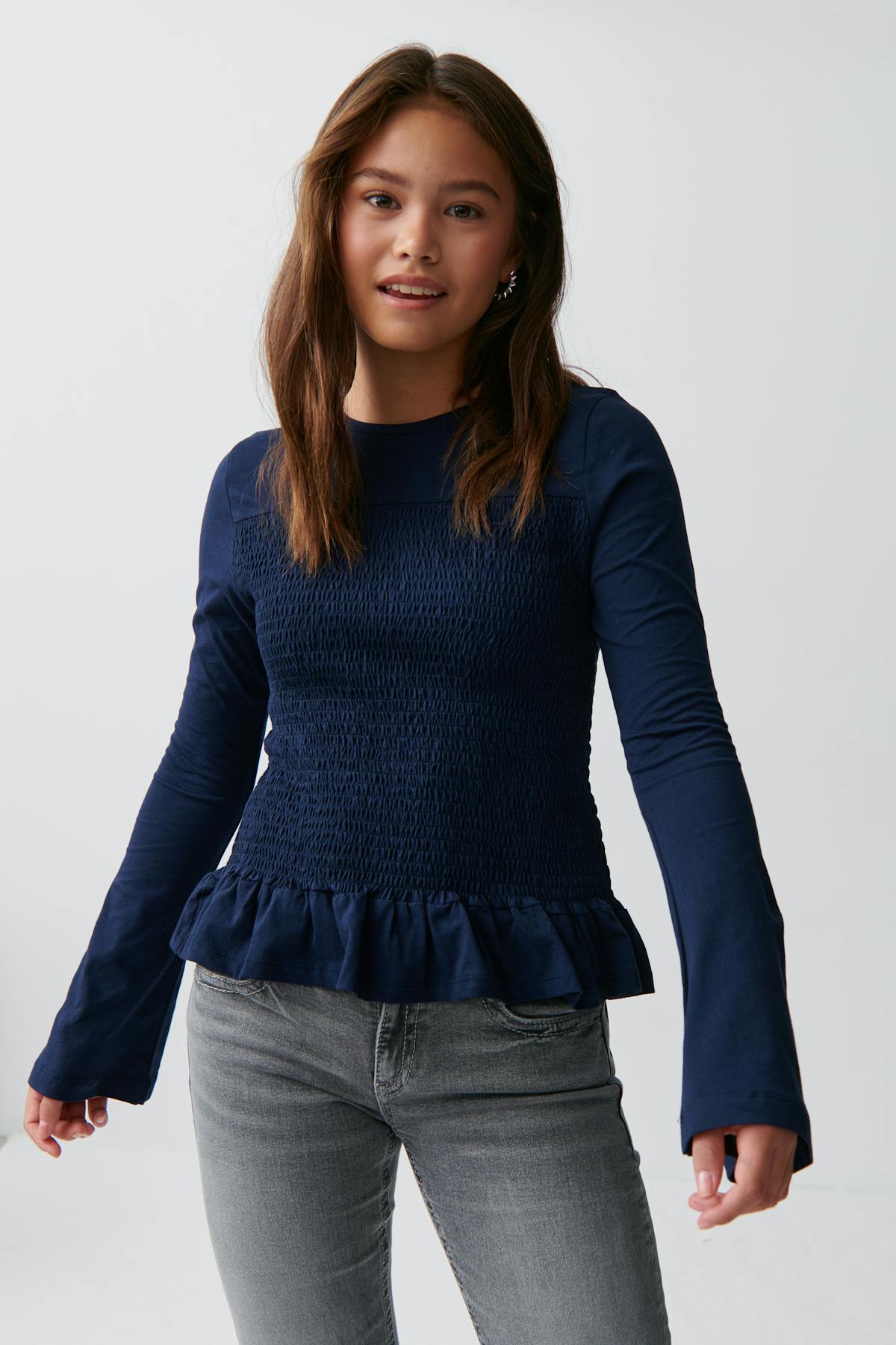 Y smock long sleeve top - Noir