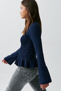 Y smock long sleeve top - Navy blazer