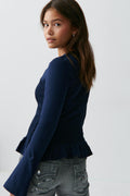 Y smock long sleeve top - Navy blazer