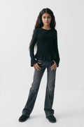 Y smock long sleeve top - Noir
