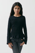 Y smock long sleeve top - Noir