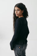 Y smock long sleeve top - Noir