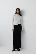 Textured funnel neck top - Blanc cassé