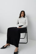 Textured funnel neck top - Blanc cassé