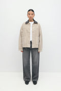 Contrast collar denim jacket - Beige
