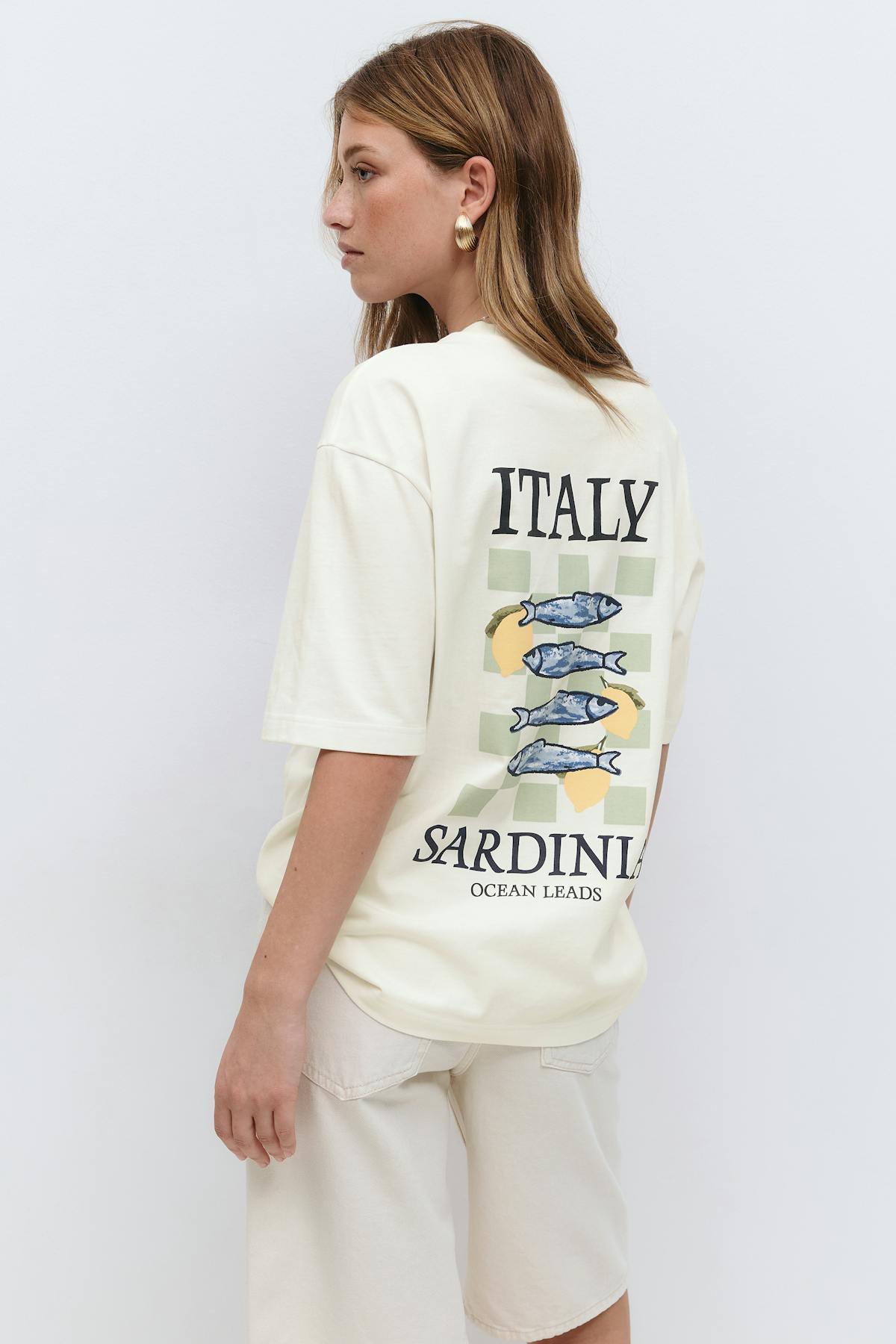Printed oversized tee - Gardenia