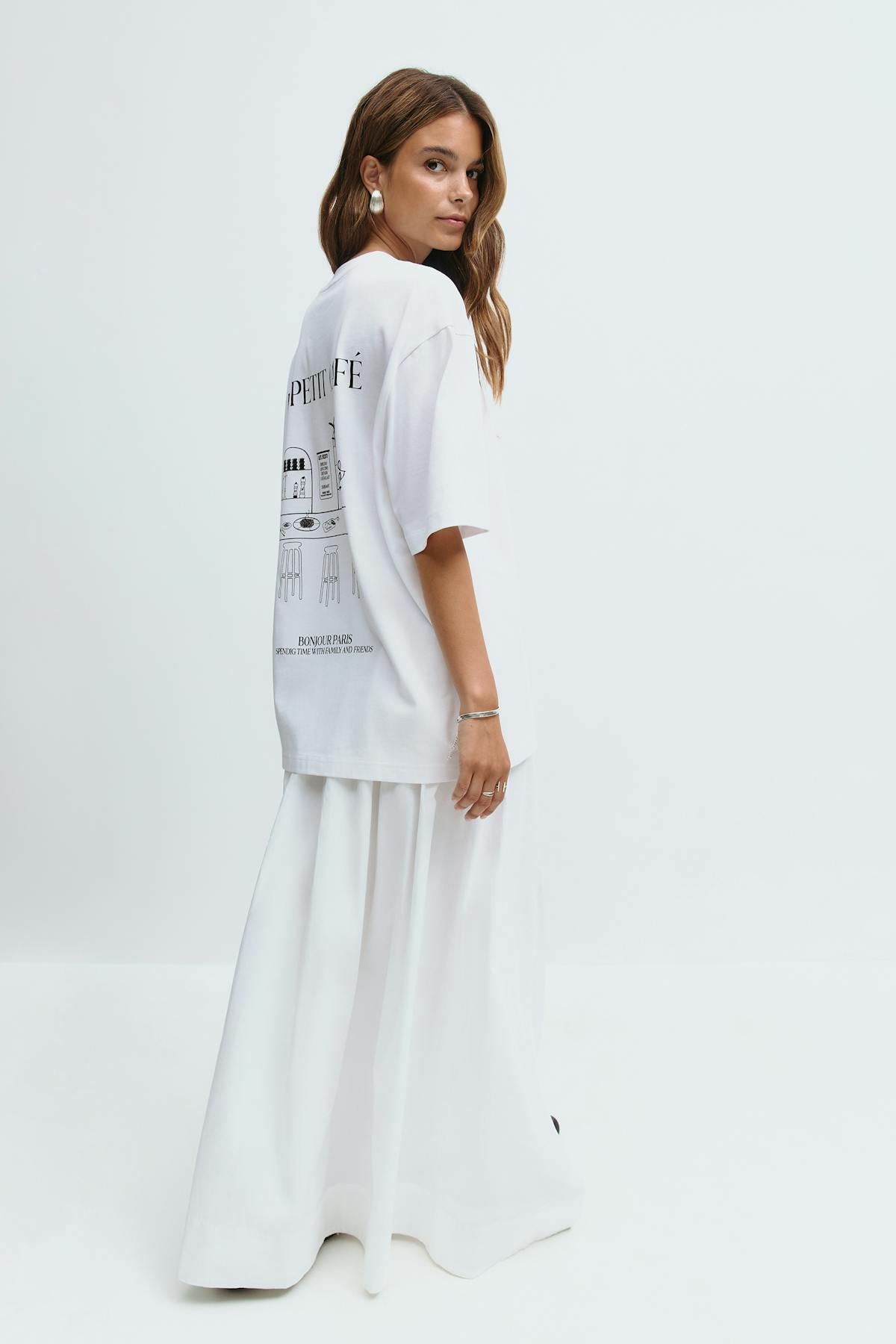 Printed oversized tee - Offwhite/blue
