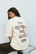 Printed oversized tee - Bleu marine
