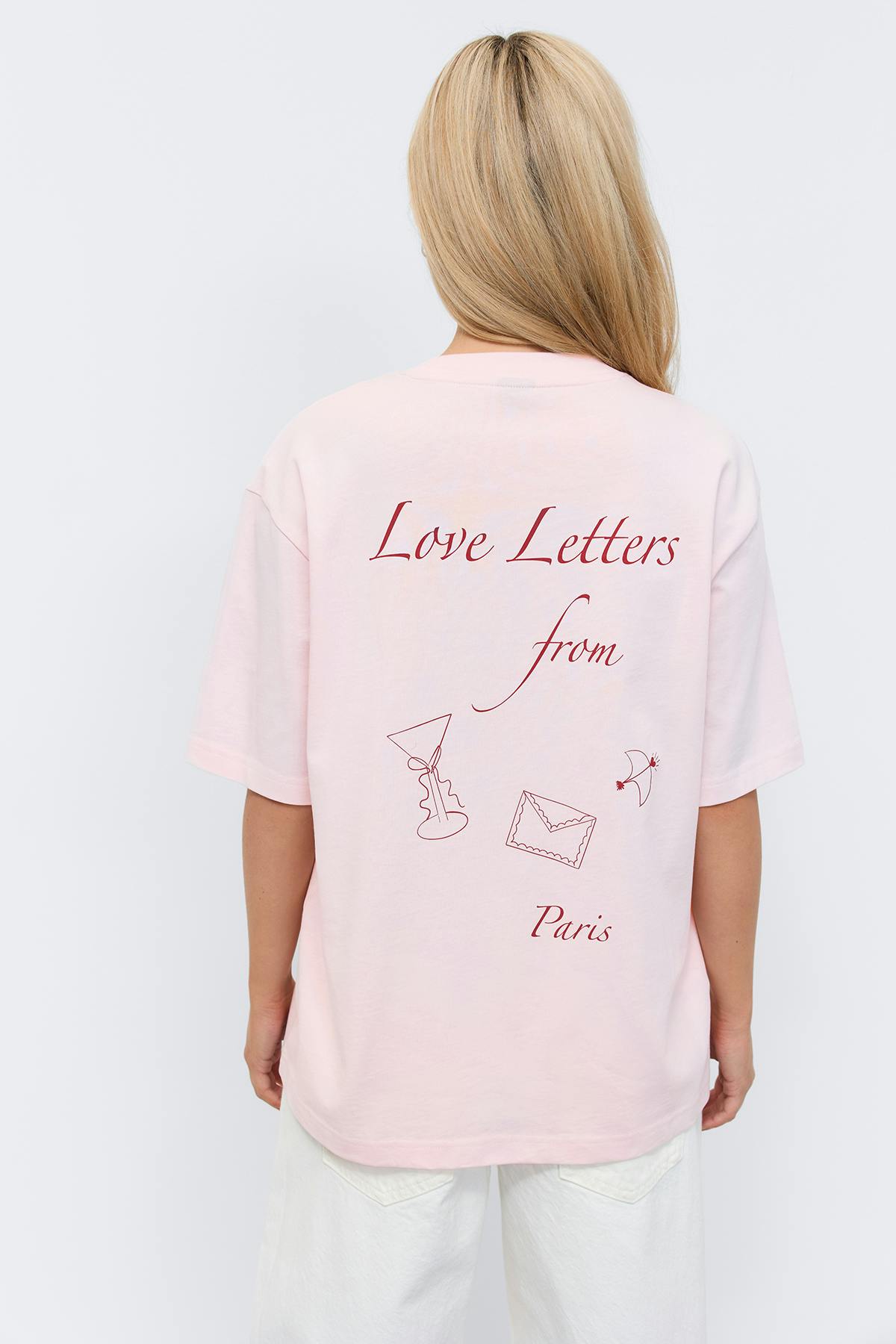 Printed oversized tee - Chateau rose