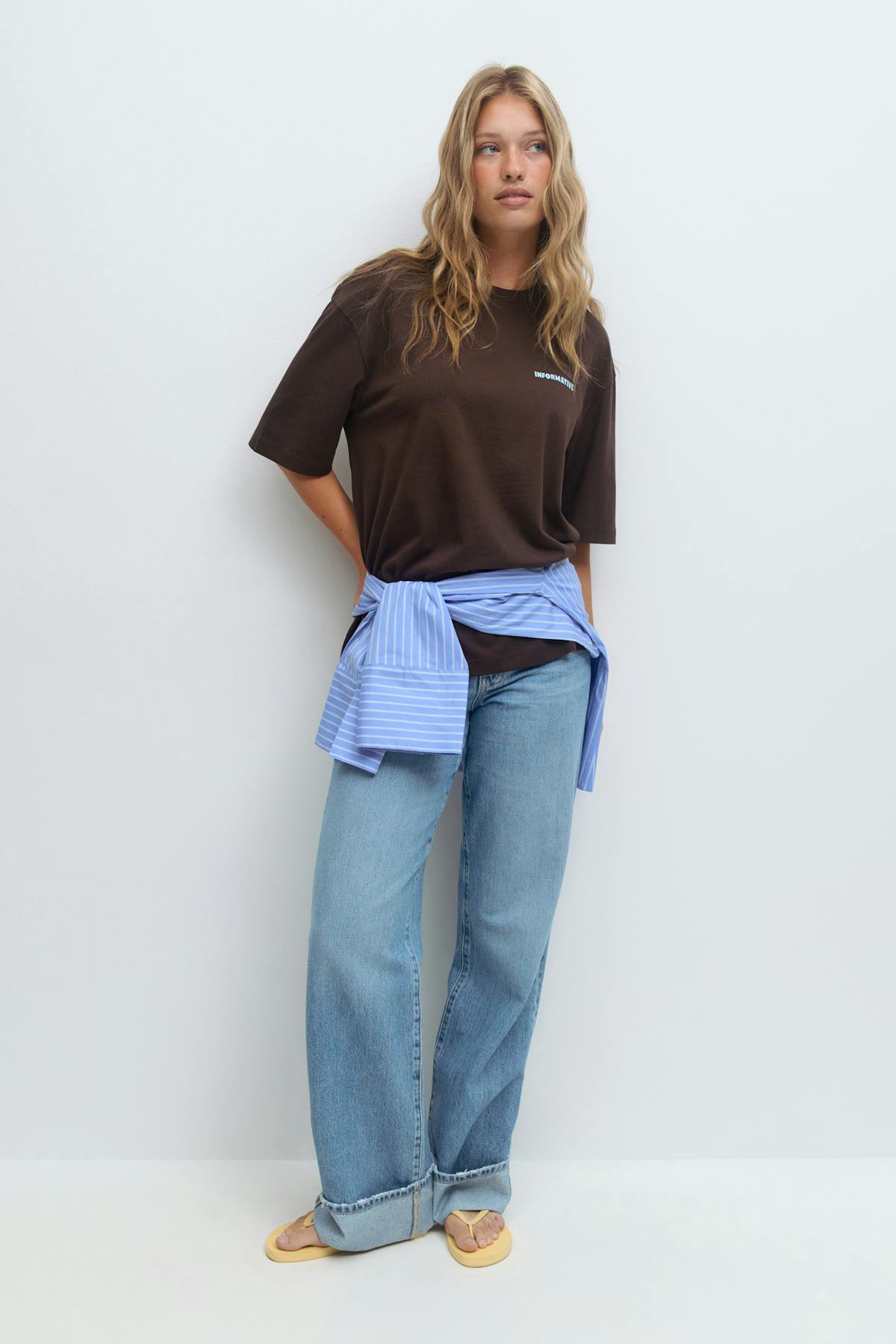 Printed oversized tee - Offwhite/blue