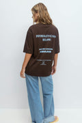Printed oversized tee - Offwhite/blue