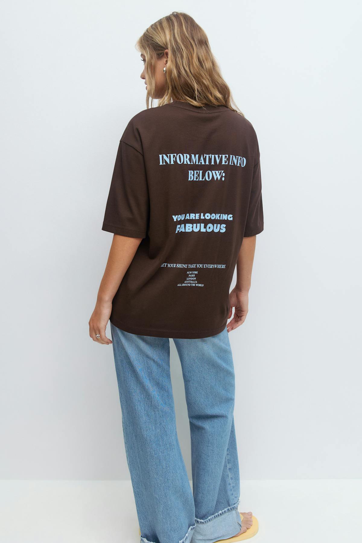 Printed oversized tee - Offwhite/blue