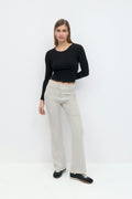 High waist flare trousers - Grey melange