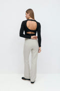 High waist flare trousers - Grey melange