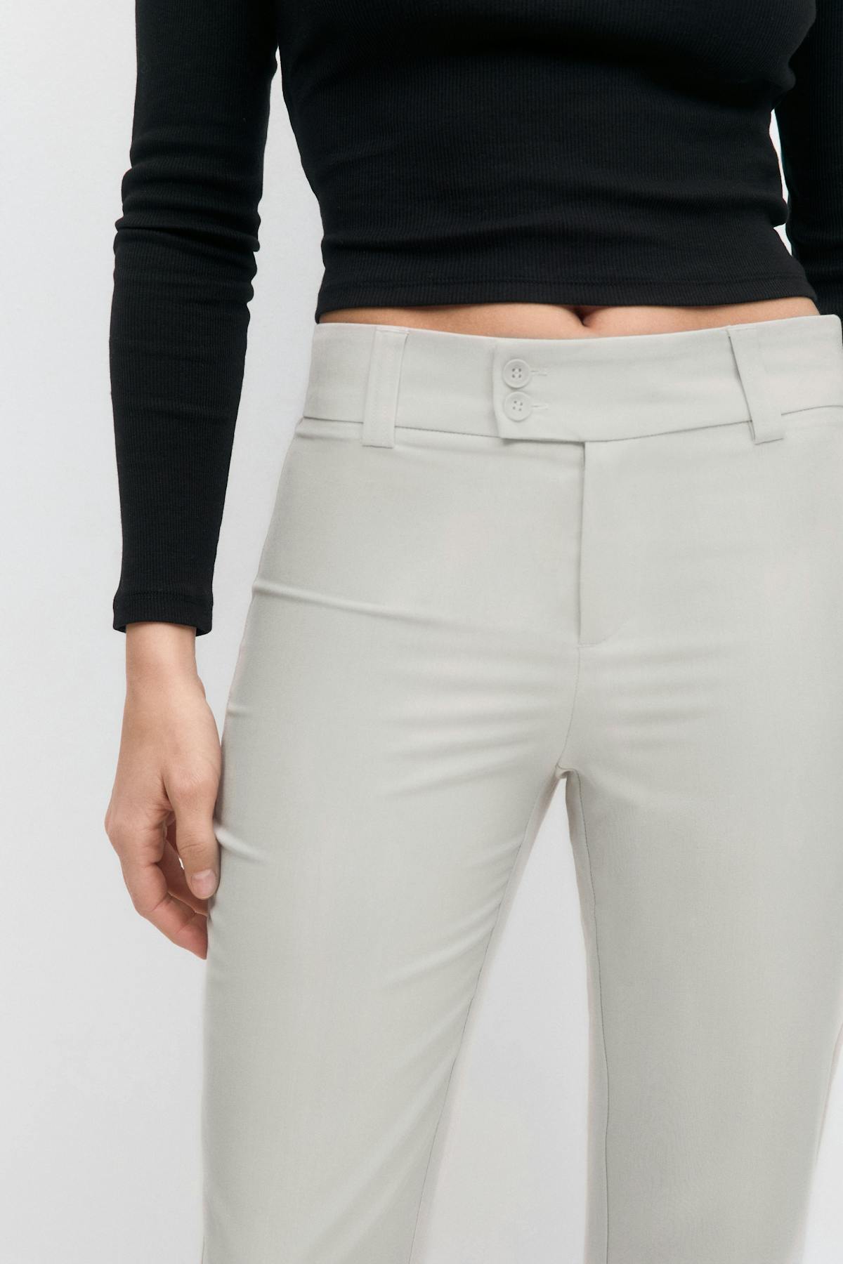 High waist flare trousers - Grey melange
