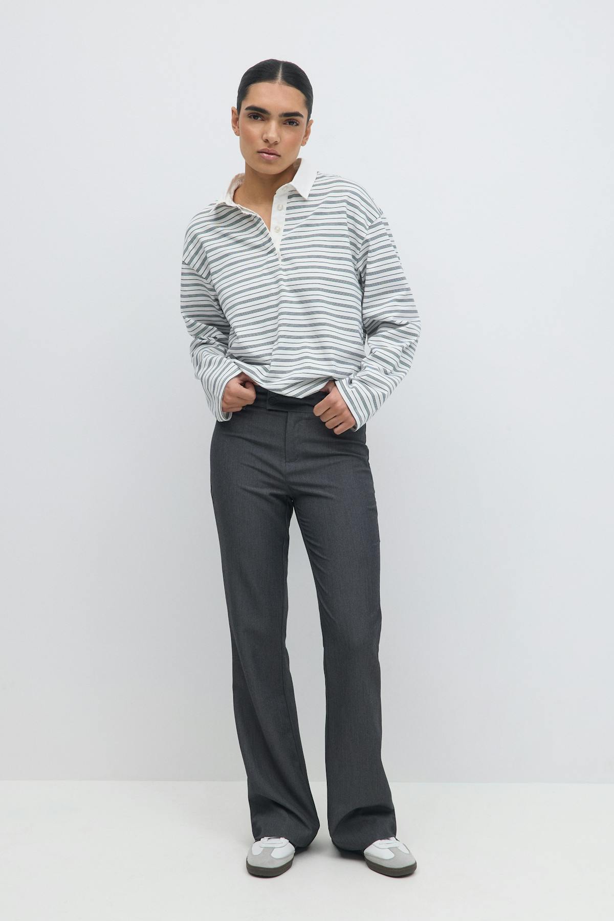 High waist flare trousers - Grey melange