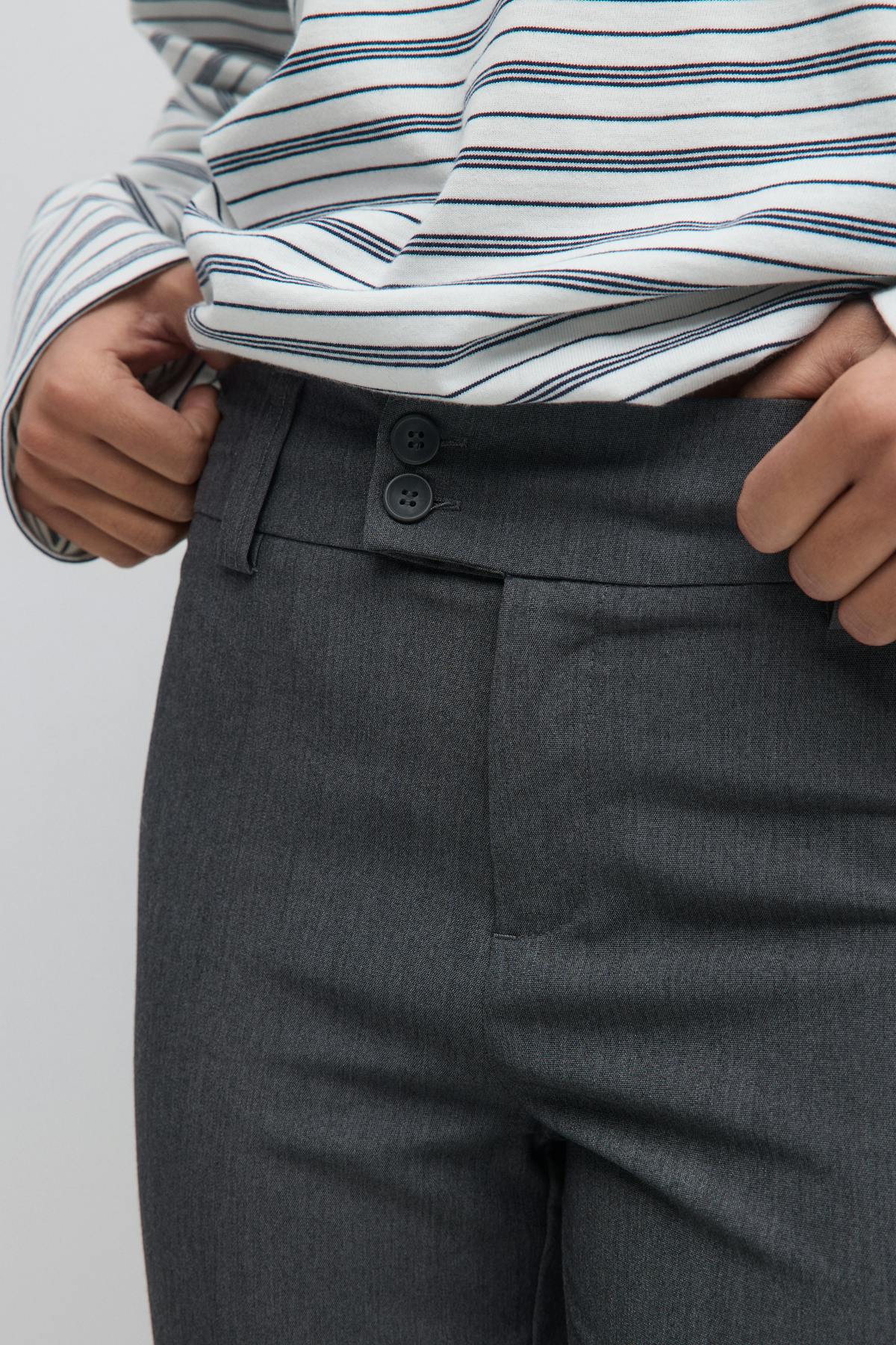 High waist flare trousers - Grey melange