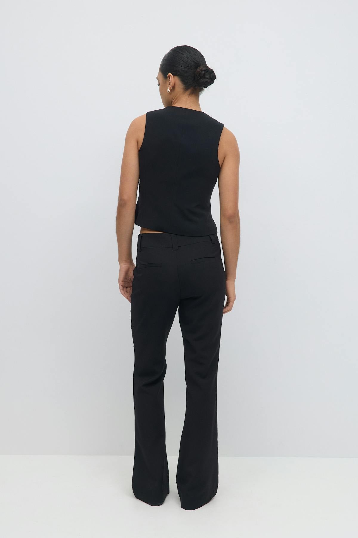 High waist flare trousers - Beige melange