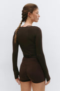 Soft wrap cardigan - Seal brown